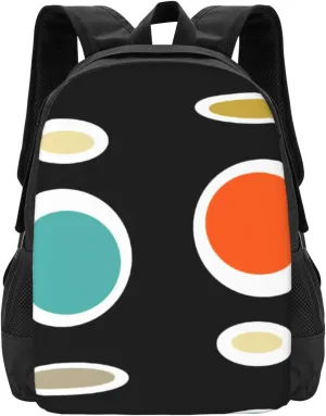 Mid Century Modern Geometric Circles Turquoise Lightweight Packable Backpack Travel Casual Hiking Daypack Foldable Backpack For Men Women