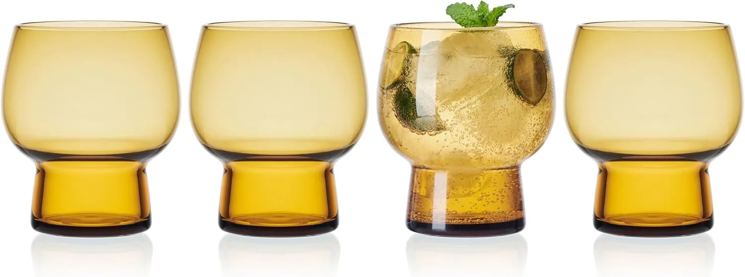 Mikasa Phoebe Double Old Fashioned Beverage, Set of 4, Amber