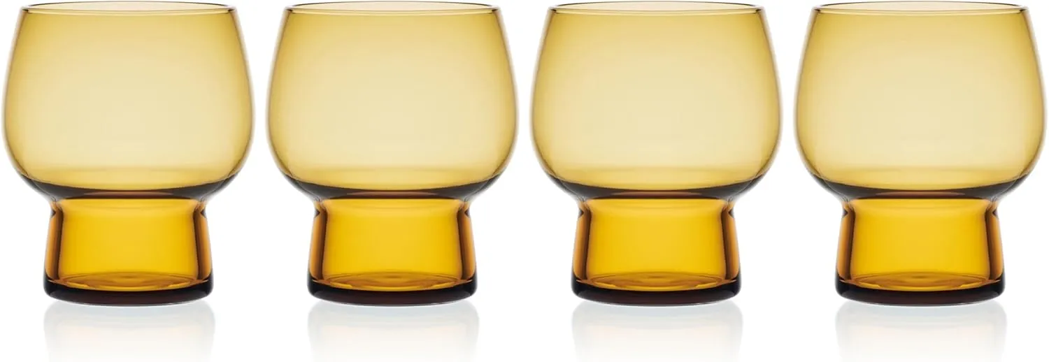 Mikasa Phoebe Double Old Fashioned Beverage, Set of 4, Amber