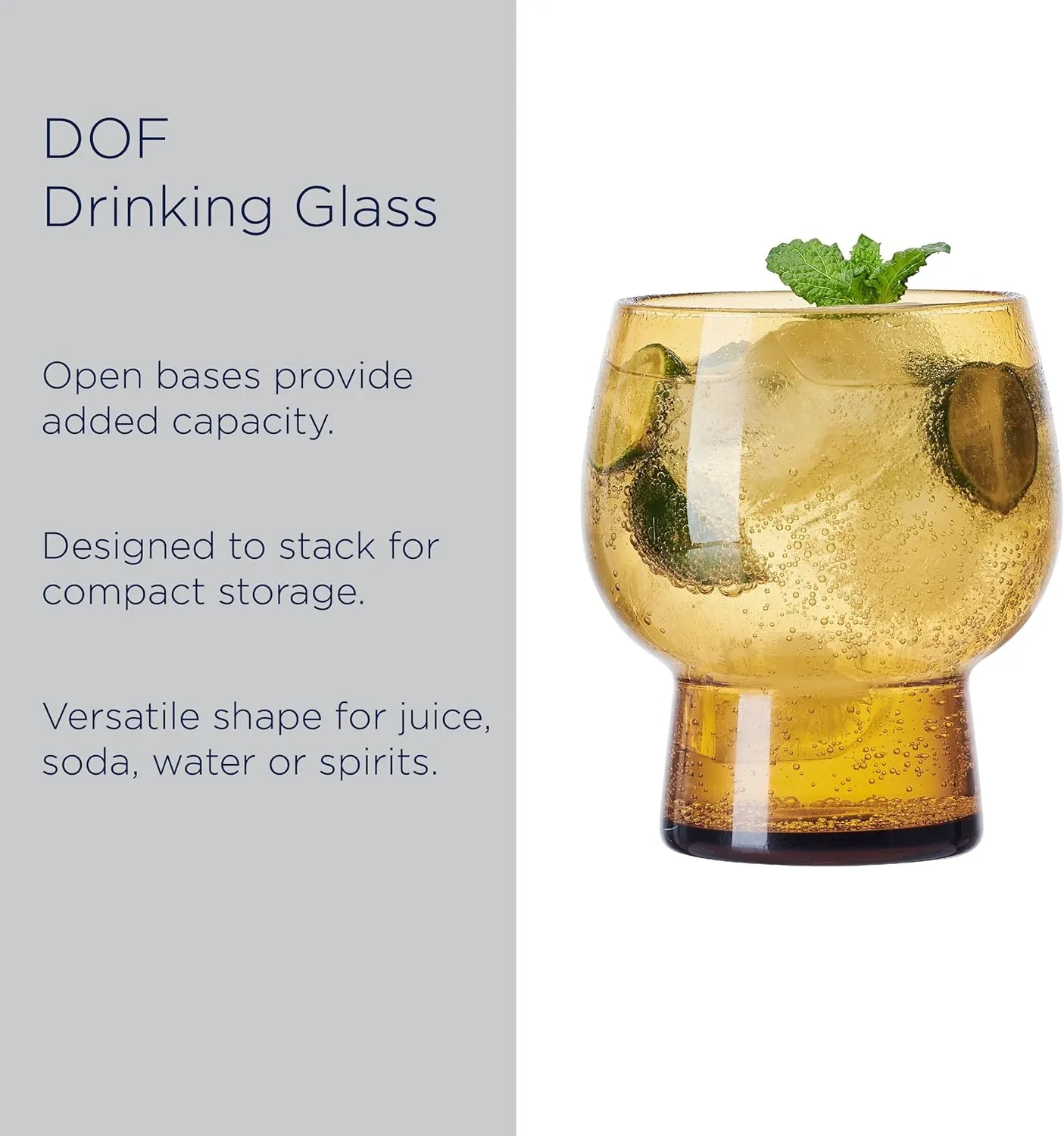 Mikasa Phoebe Double Old Fashioned Beverage, Set of 4, Amber