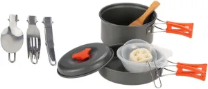 Mikinona 1Set Outdoor Cooking Person Portable Camping Cookware with Non Stick Pots Utensils for Hiking Picnics Backpacking and