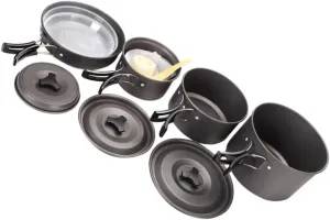Milisten 1set Portable Camping Cookware Insulated Non-Stick Cooking Pot for People for Picnics Hiking and Outdoor Activities and Easy to Clean Picnic Cooking Utensils