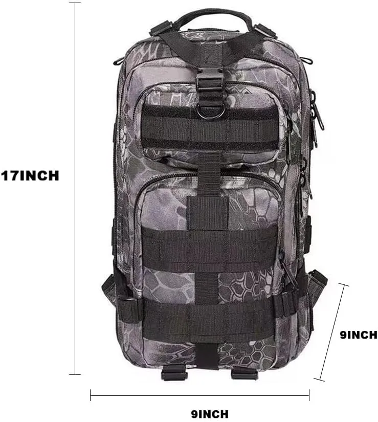 Military Tactical Camo Backpack for Men 40L Large Waterproof Camo Backpack for Hunting Tactical Travel Backpack (Black Python Pattern)