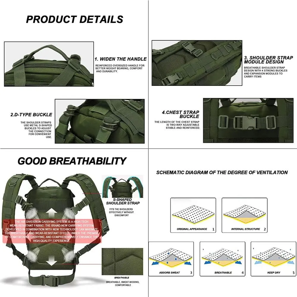 Military Tactical Camo Backpack for Men 40L Large Waterproof Camo Backpack for Hunting Tactical Travel Backpack (Black Python Pattern)