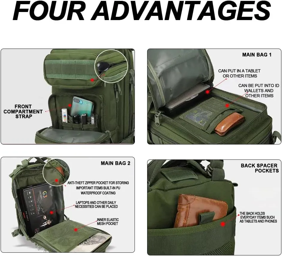 Military Tactical Camo Backpack for Men 40L Large Waterproof Camo Backpack for Hunting Tactical Travel Backpack (Black Python Pattern)