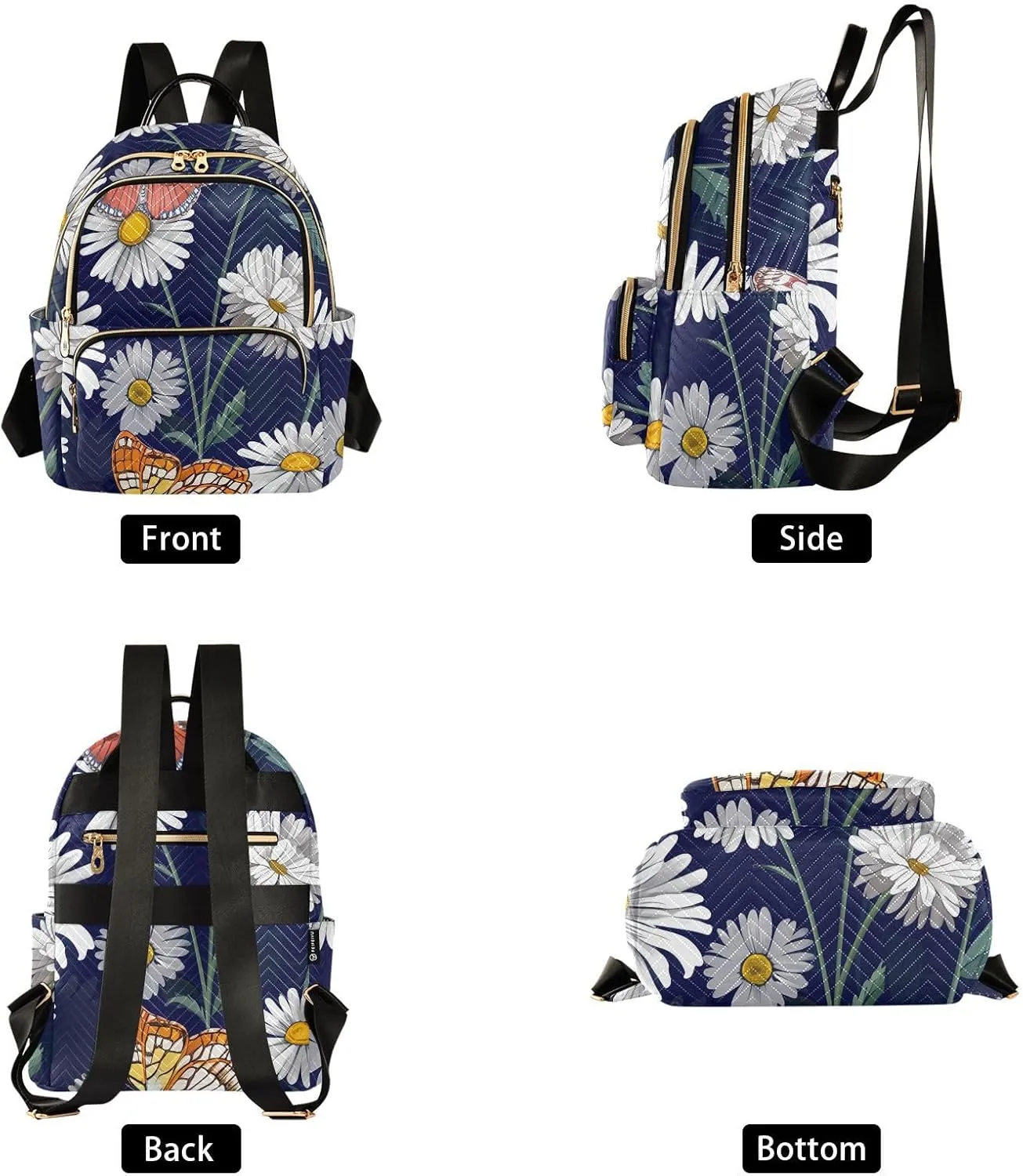 Mini Backpack for Women Daisy Flutter Mini Backpack Purse Lightweight Small Daypack, 14L