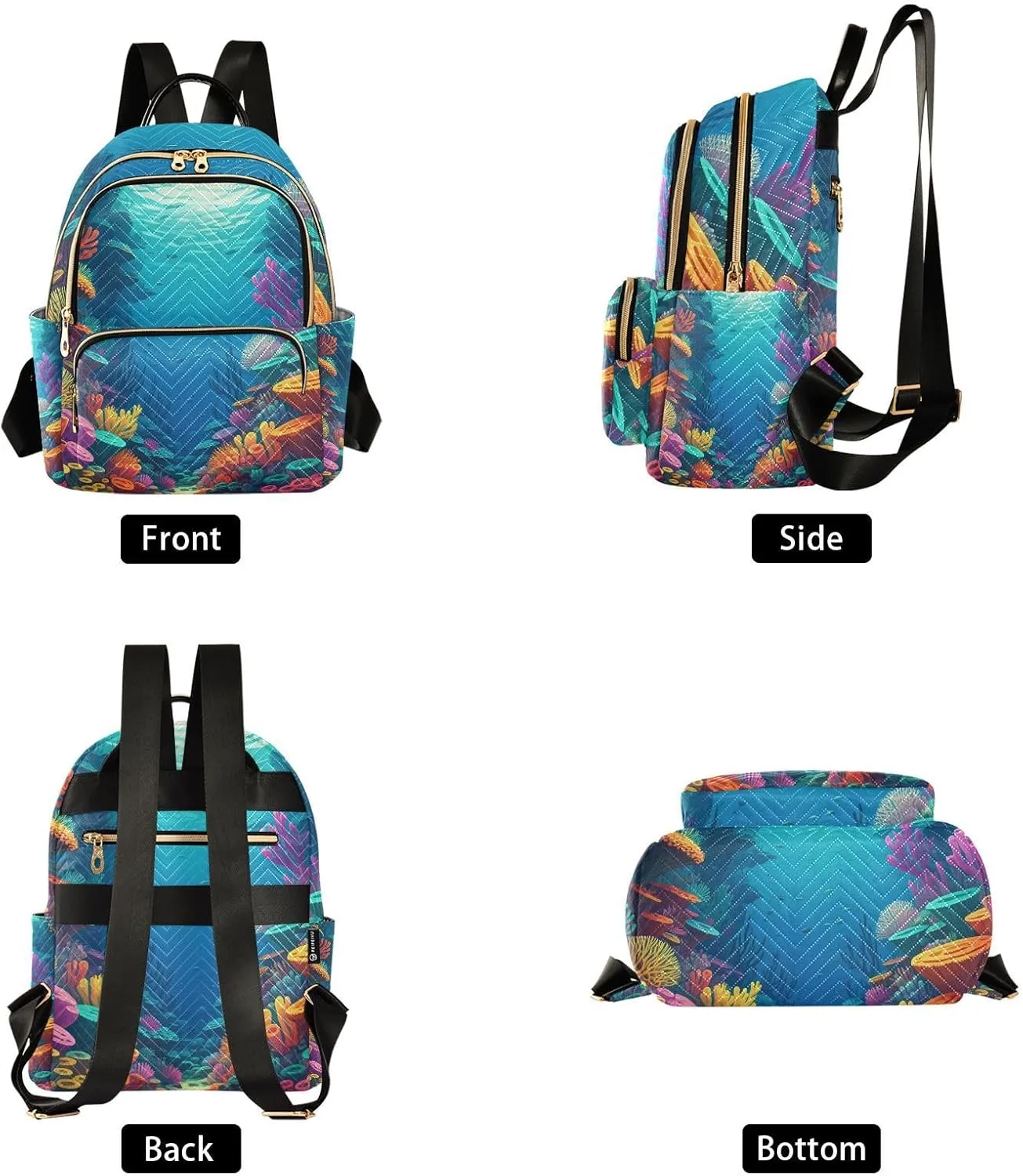 Mini Backpack for Women Seafloor Mini Backpack Purse Lightweight Small Daypack, 8.5L