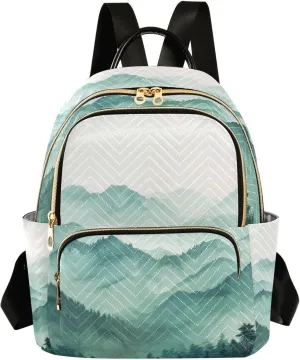 Mini Backpack for Women Smoky Green Mountains Mini Backpack Purse Lightweight Small Daypack, 8.5L