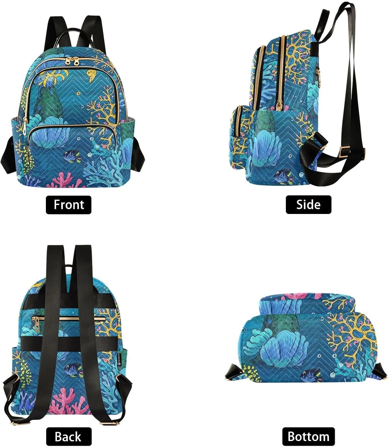 Mini Backpack Quilted Purse for Womens Small Backpack Daypack Coral Pattern for Travel Daily Work,Multi2