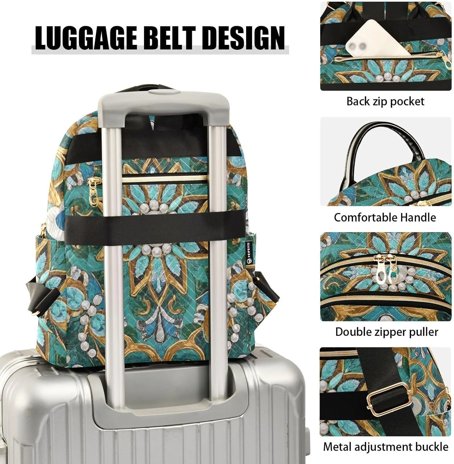Mini Backpack Quilted Purse for Womens Small Backpack Daypack Embroider Pattern for Travel Daily Camping,Multi11