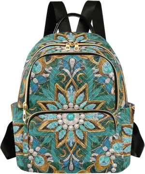 Mini Backpack Quilted Purse for Womens Small Backpack Daypack Embroider Pattern for Travel Daily Camping,Multi11