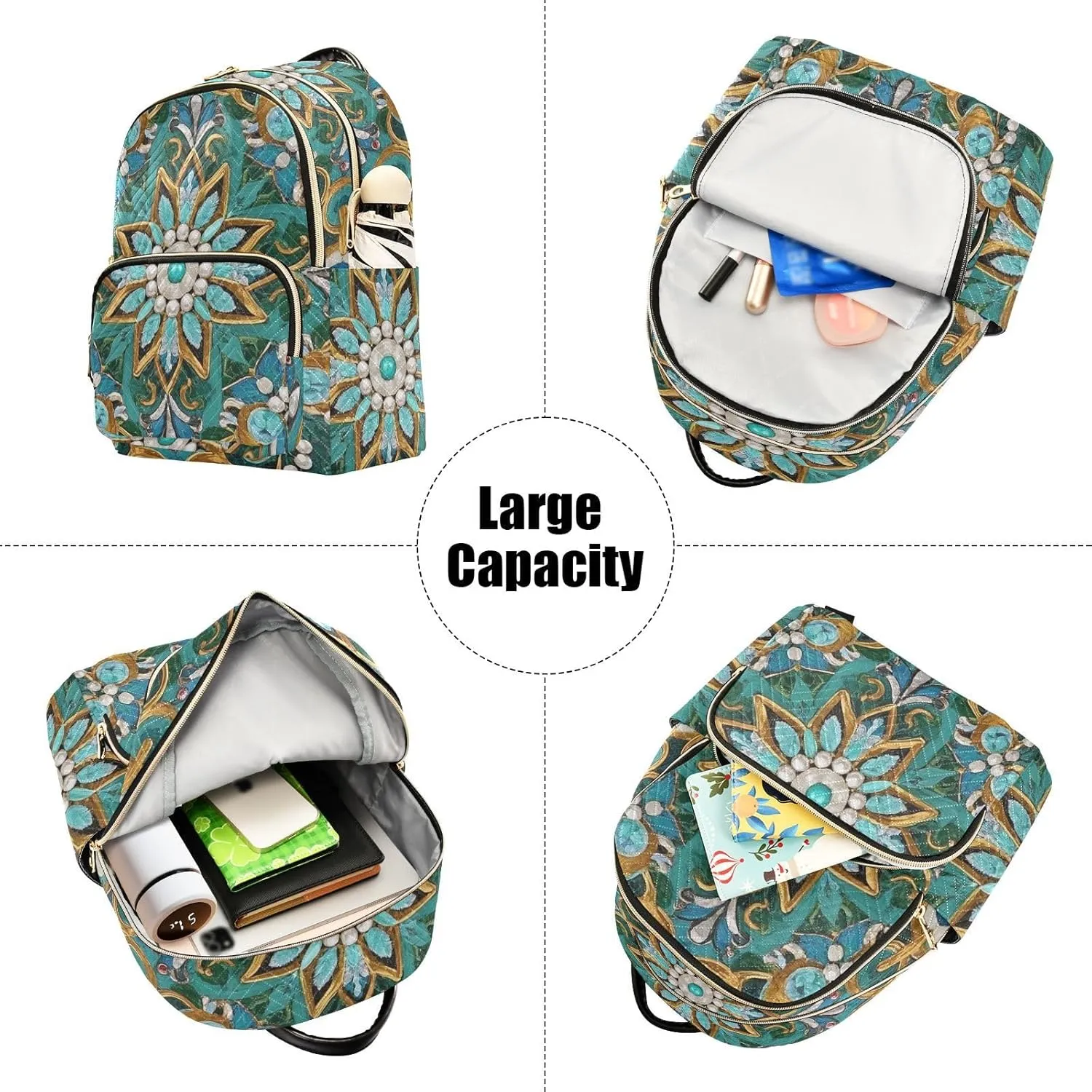 Mini Backpack Quilted Purse for Womens Small Backpack Daypack Embroider Pattern for Travel Daily Camping,Multi11