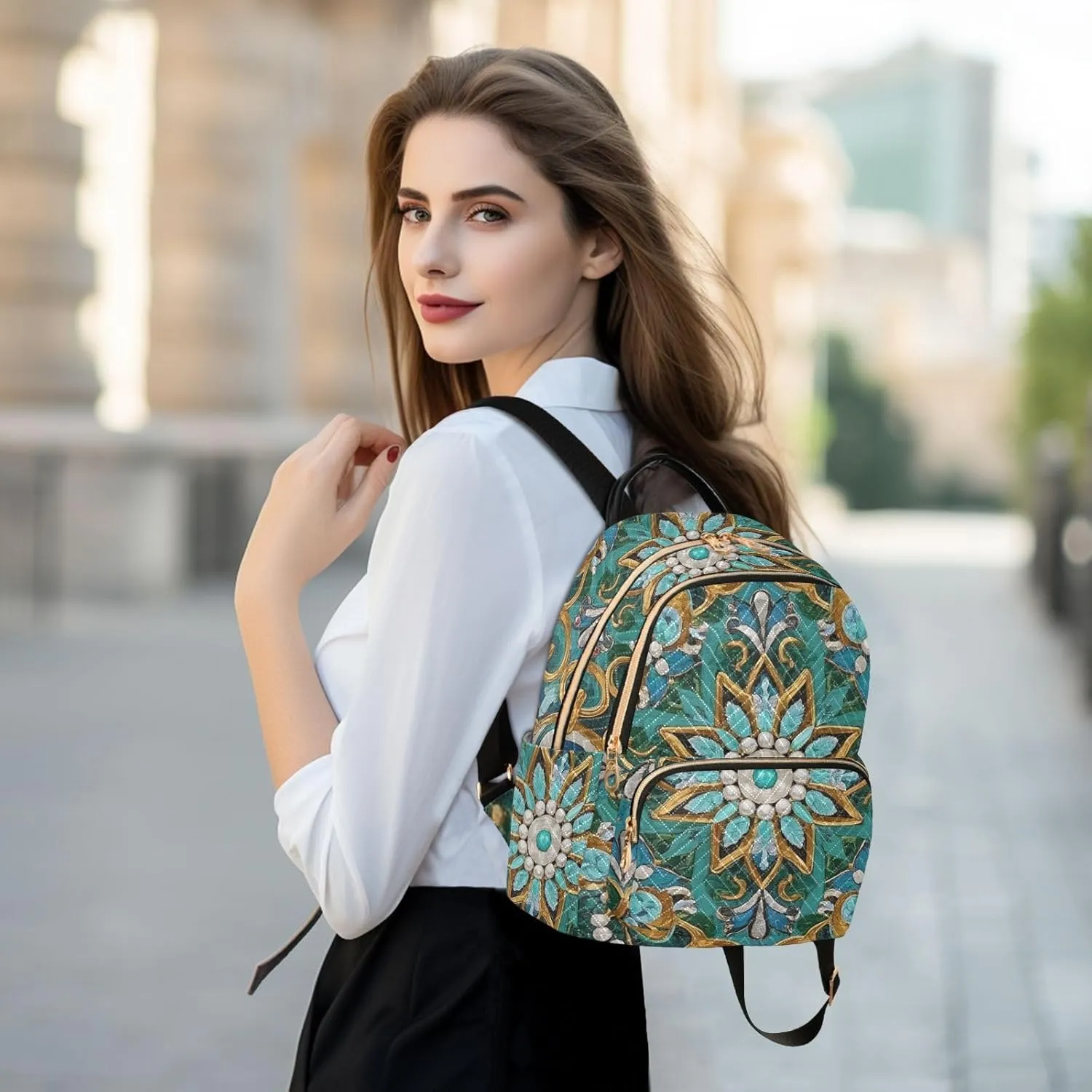 Mini Backpack Quilted Purse for Womens Small Backpack Daypack Embroider Pattern for Travel Daily Camping,Multi11