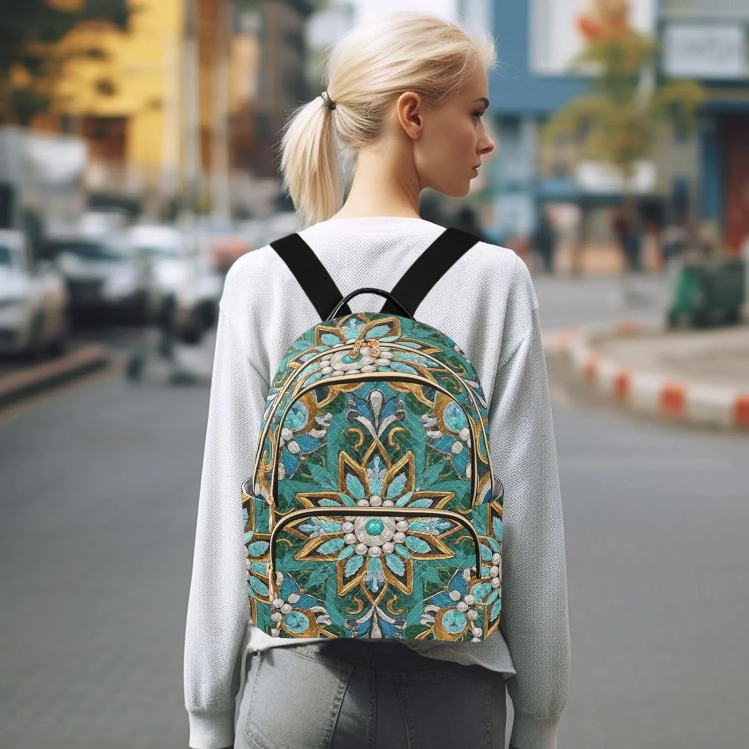 Mini Backpack Quilted Purse for Womens Small Backpack Daypack Embroider Pattern for Travel Daily Camping,Multi11