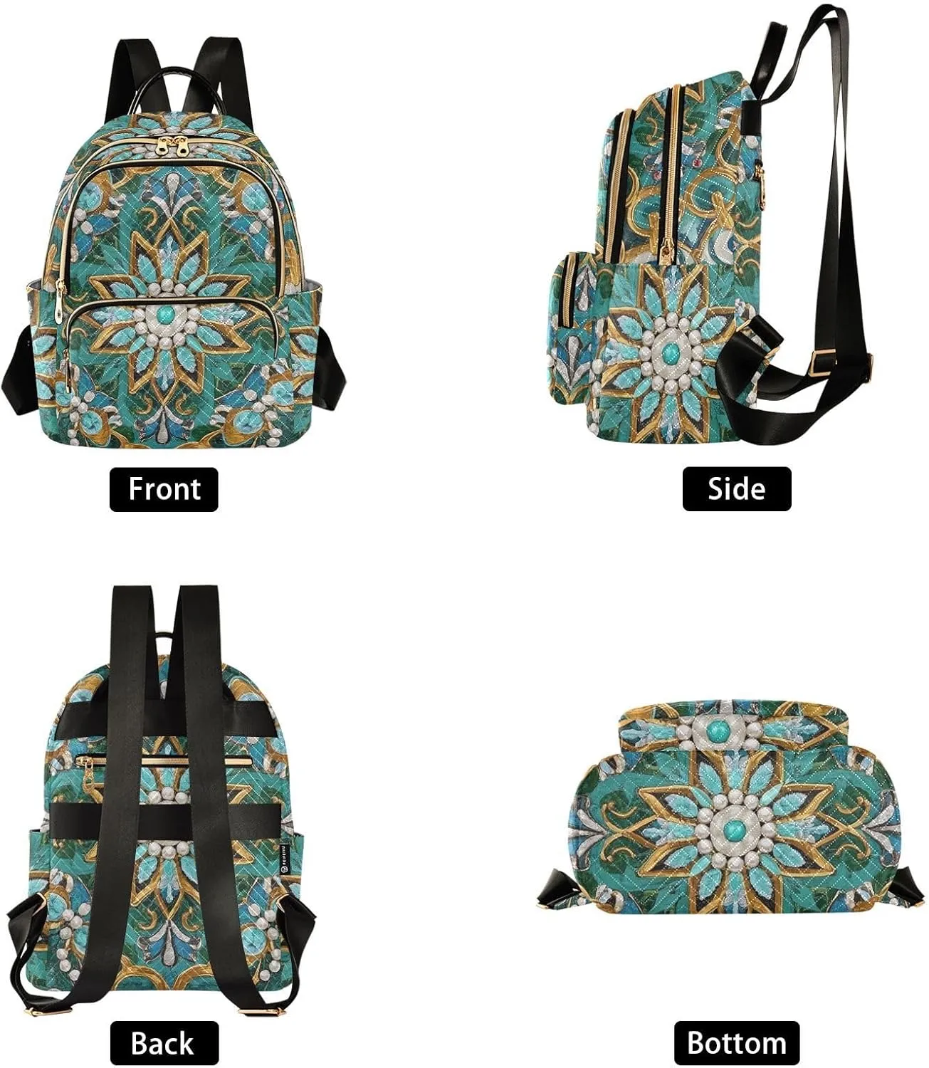 Mini Backpack Quilted Purse for Womens Small Backpack Daypack Embroider Pattern for Travel Daily Camping,Multi11