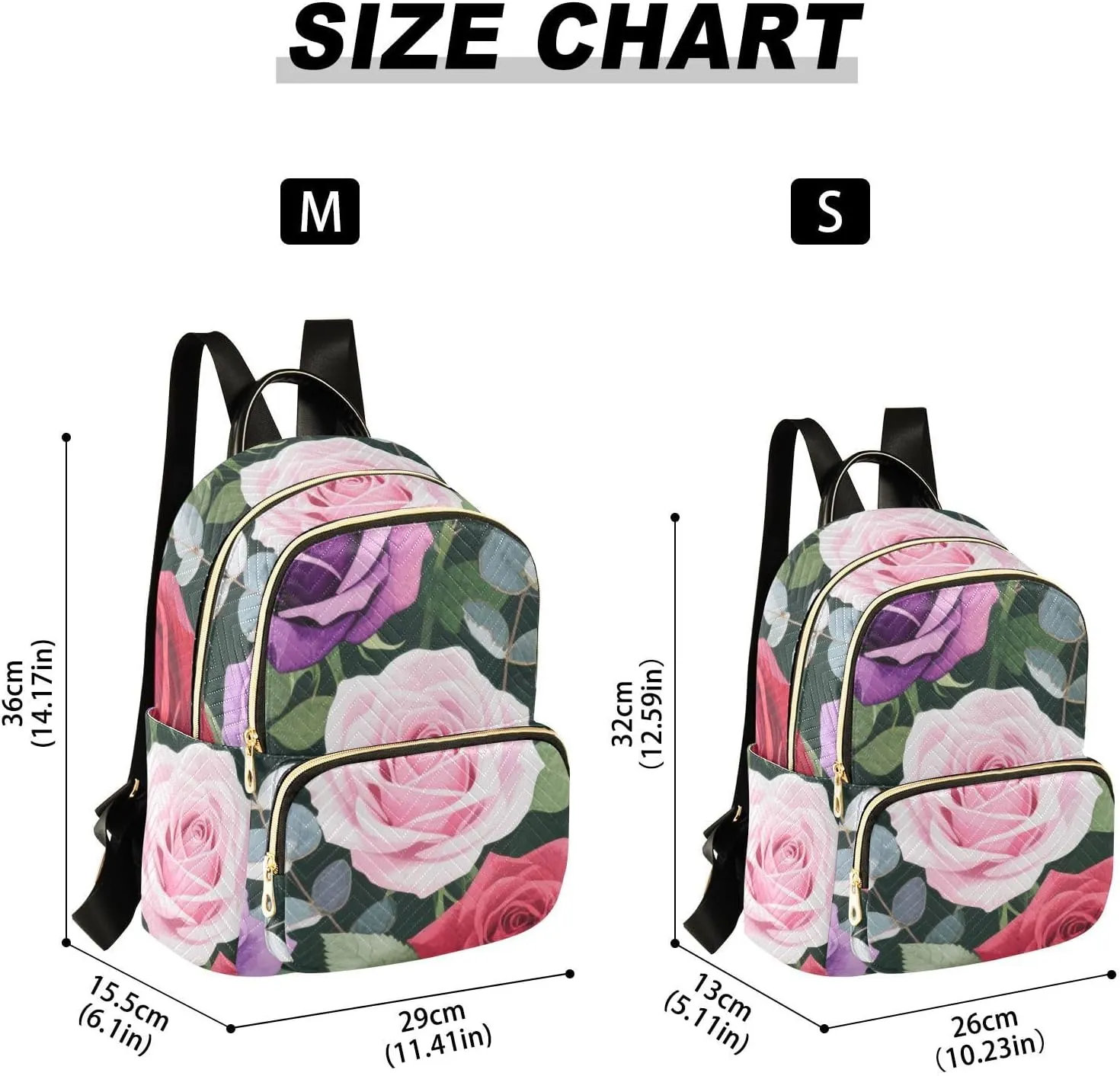Mini Backpack Quilted Purse for Womens Small Backpack Daypack Rose Design for Travel Daily Camping,Multi10