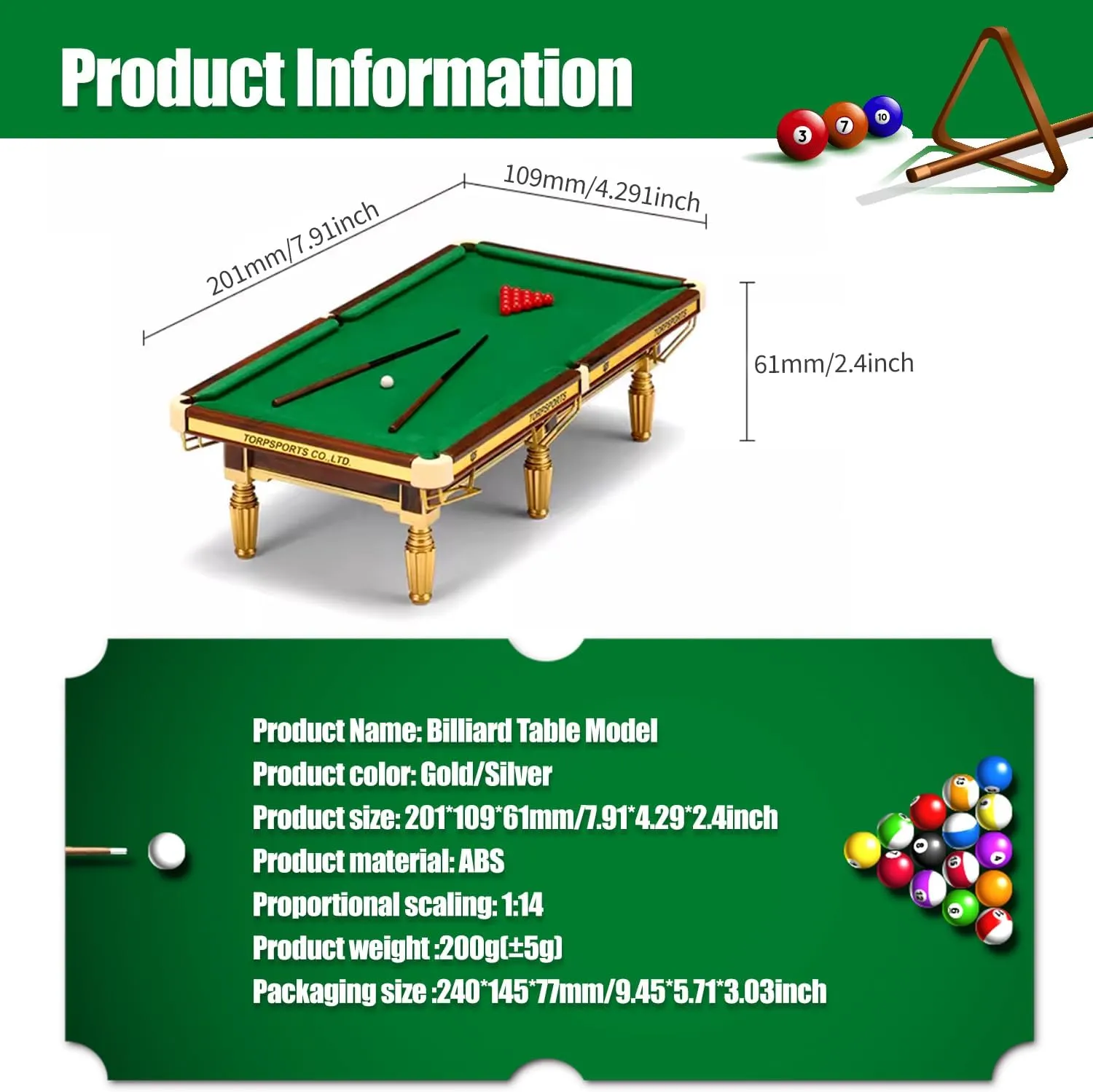 Mini Billiards Table Model, Billiard Table Model Decorative, Pool Table Balls Decor for Billiard Pool Player Billiard Enthusiasts