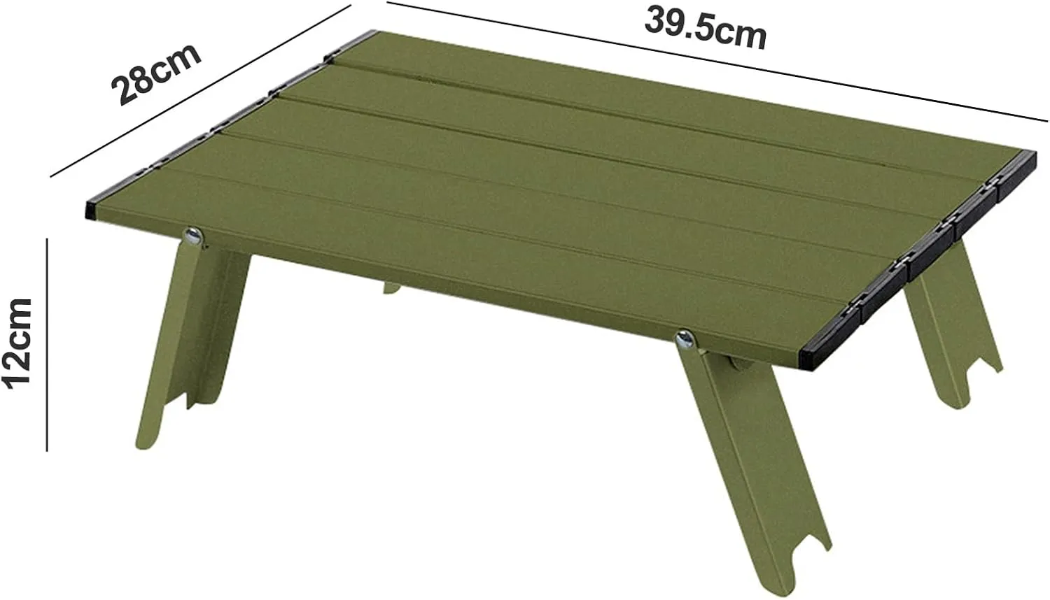 Mini Folding Camping Table, Ultralight Aluminum Beach Table with Solid Construction and Strong Load-Bearing, Portable Collapsible Table for Outdoor Picnic, Traveling (Army Green)