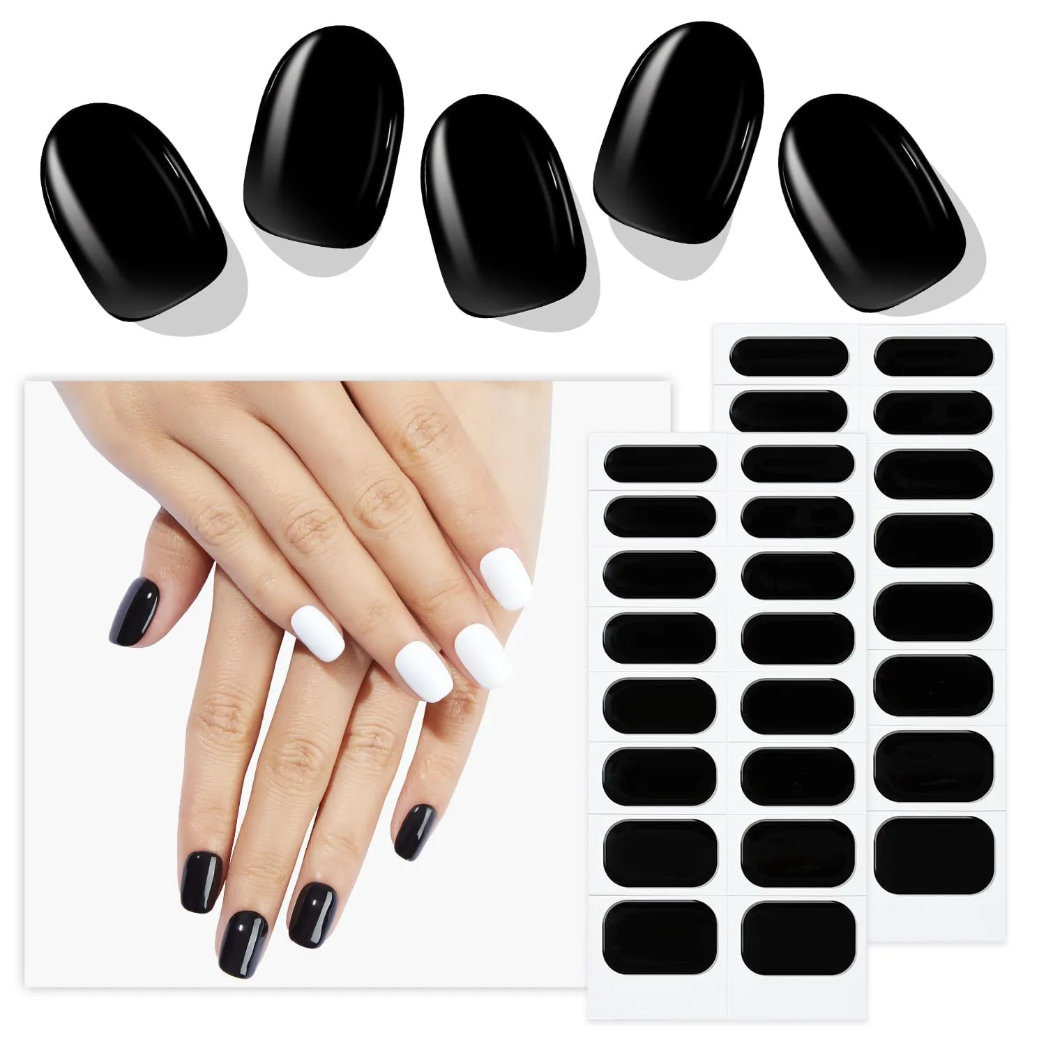 Modelones Semi Cured Gel Nail Strips, 32 Pcs Transparent Crystal Red Gel Nail Stickers Sheer Gel Polish Strips,Long Lasting,Gel Nail Wraps U V for Home Nails DIY