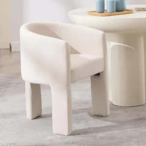 Modern Barrel Dining Chair, Upholstered Linen Dining Chair Accent Chair with Arms Comfy Makeup Vanity Chair, Dining Living Room Kitchen Chair, Beige