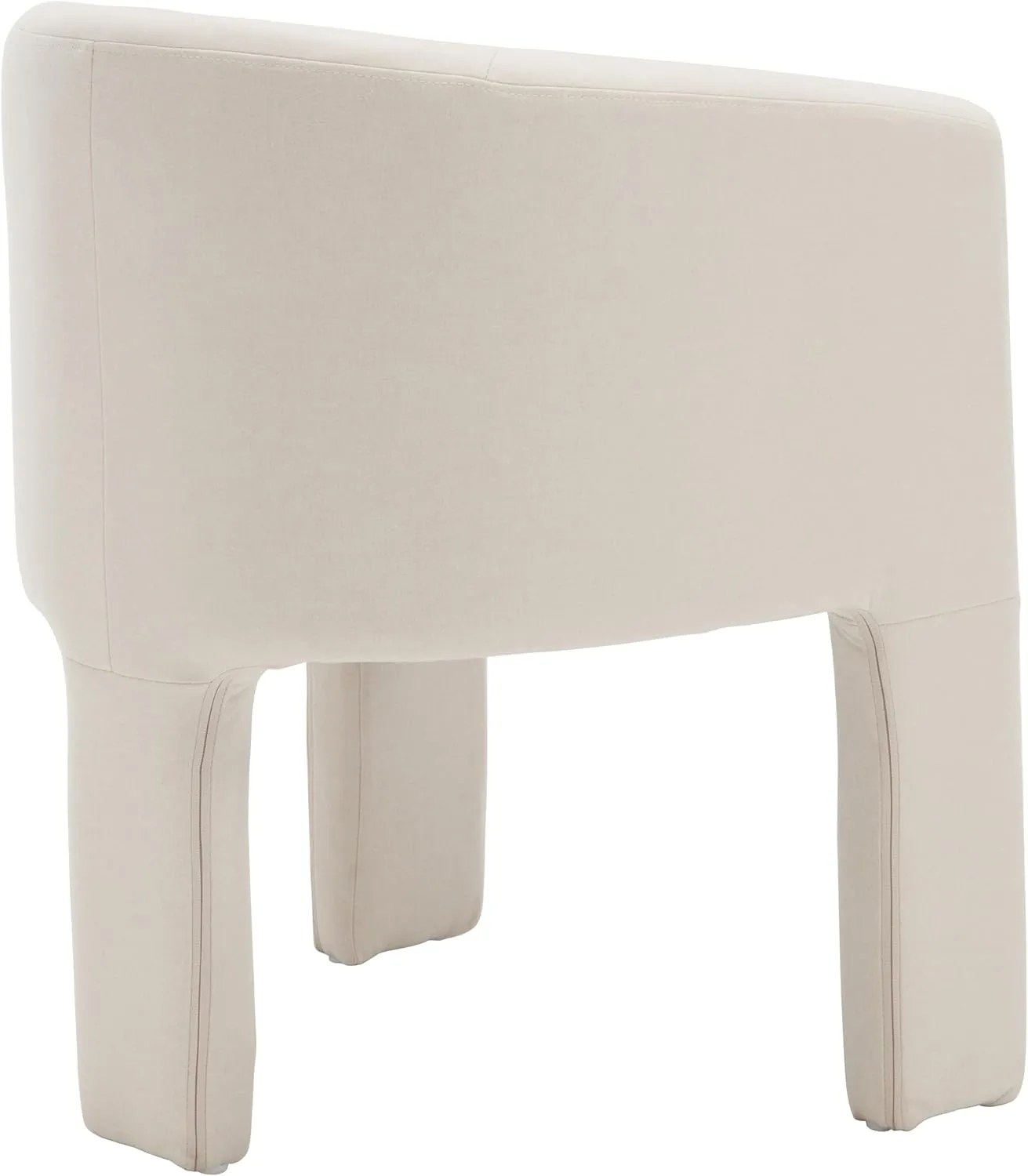 Modern Barrel Dining Chair, Upholstered Linen Dining Chair Accent Chair with Arms Comfy Makeup Vanity Chair, Dining Living Room Kitchen Chair, Beige