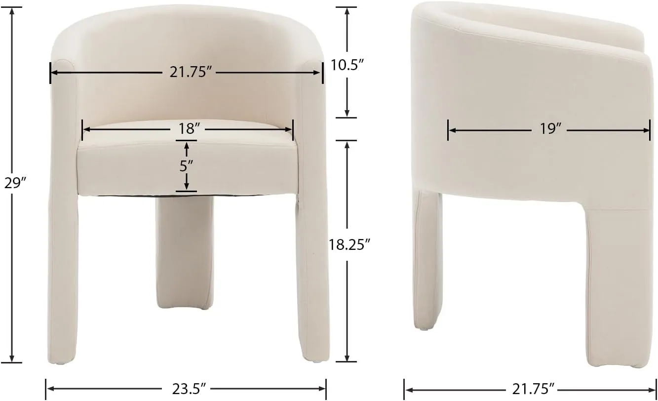 Modern Barrel Dining Chair, Upholstered Linen Dining Chair Accent Chair with Arms Comfy Makeup Vanity Chair, Dining Living Room Kitchen Chair, Beige