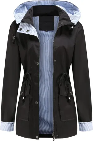 MODFUL Womens lightweight Jackets Waterproof Rain Jacket Windbreaker Outdoor Trench Coats With Hood