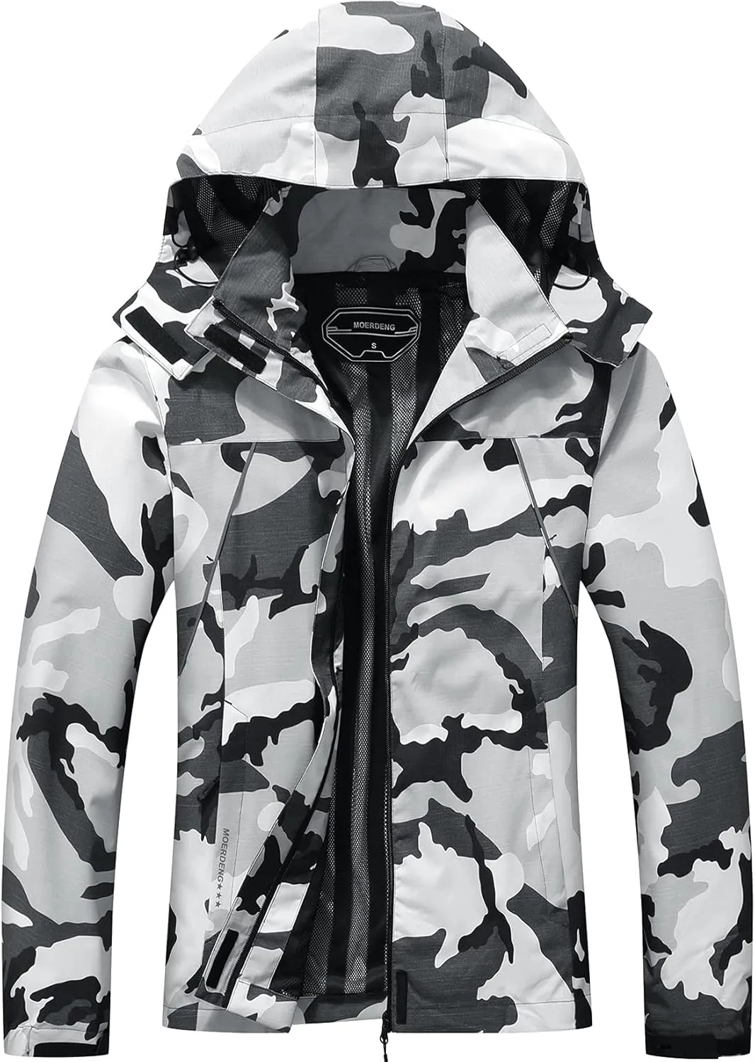 MOERDENG Women's Waterproof Rain Jacket Outdoor Lightweight Hooded Raincoat for Hiking Travel