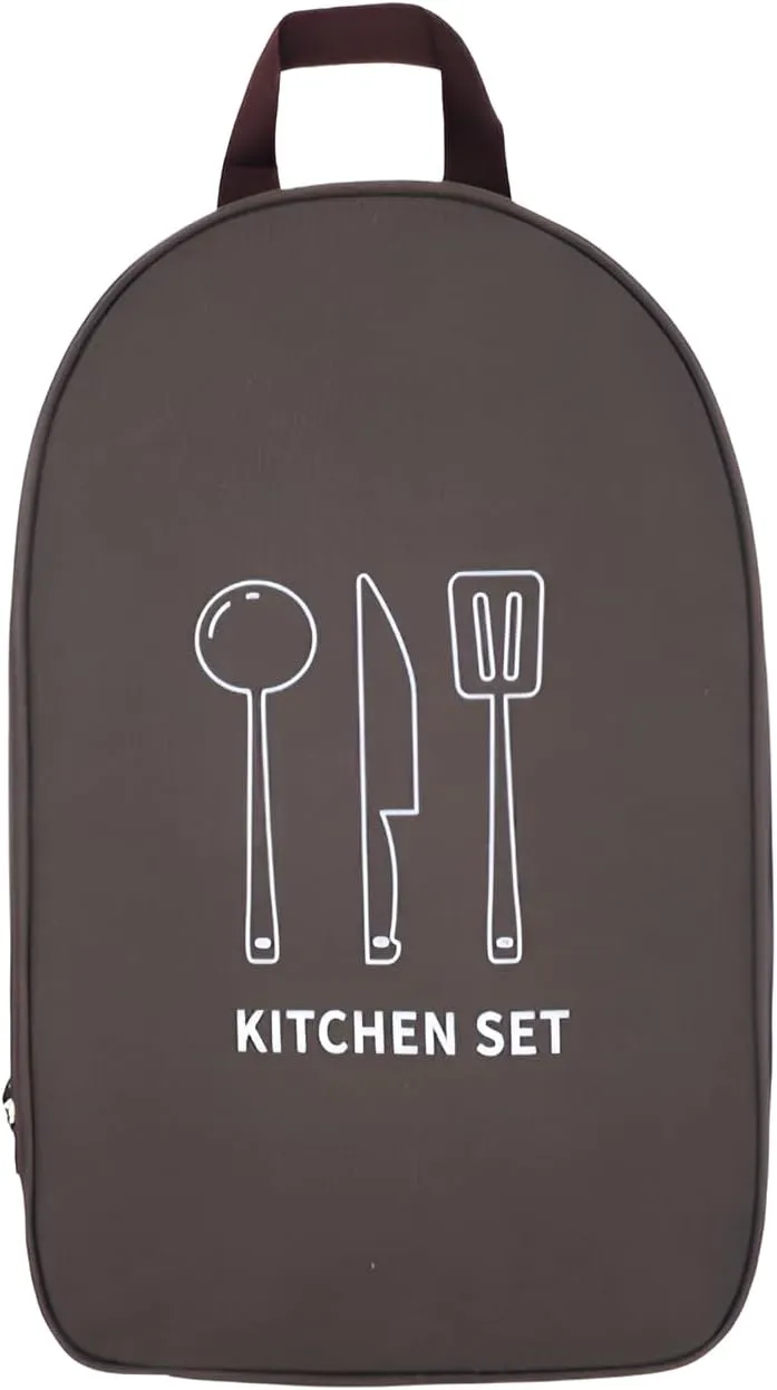 Mokcoliy]Outdoor Cooking Gear Organizer - Leakproof Camp Kitchen Utensil with Reinforced Base, Compact BBQ Tools Pouch for Camping Trips, Hiking and Travel Essentials