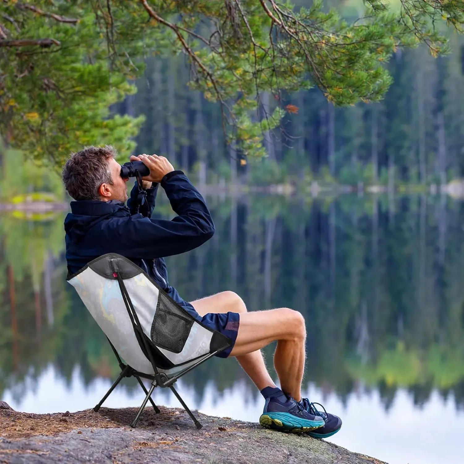 Monster Truck Portable Camping Chair with 2 Side Pockets,Lightweight Folding Chair with Compact Design for Backpacking,Hiking,Fishing and Travel