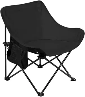 Moon Chair Camping Outdoor Folding Portable 600D Oxford Cloth Recliner Fishing Stool Beach Picnic Table Chairs(Black)