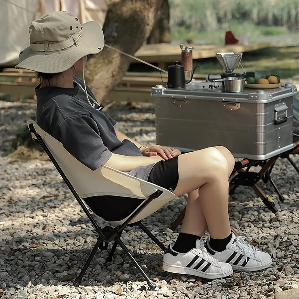 Moon Stool Portable Camping Chair Durable and Comfortable Folding Camping Chair, Perfect for Outdoor Activities, Max Load 220 lbs, Made with Aircraft Grade Aluminum (Grey,Small Size)