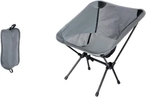 Moon Stool Portable Camping Chair Durable and Comfortable Folding Camping Chair, Perfect for Outdoor Activities, Max Load 220 lbs, Made with Aircraft Grade Aluminum (Grey,Small Size)