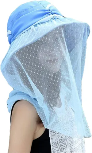 Mosquito Head Net Hat - Safari Hiking Fishing Hats Protection from Bug Insect for Women