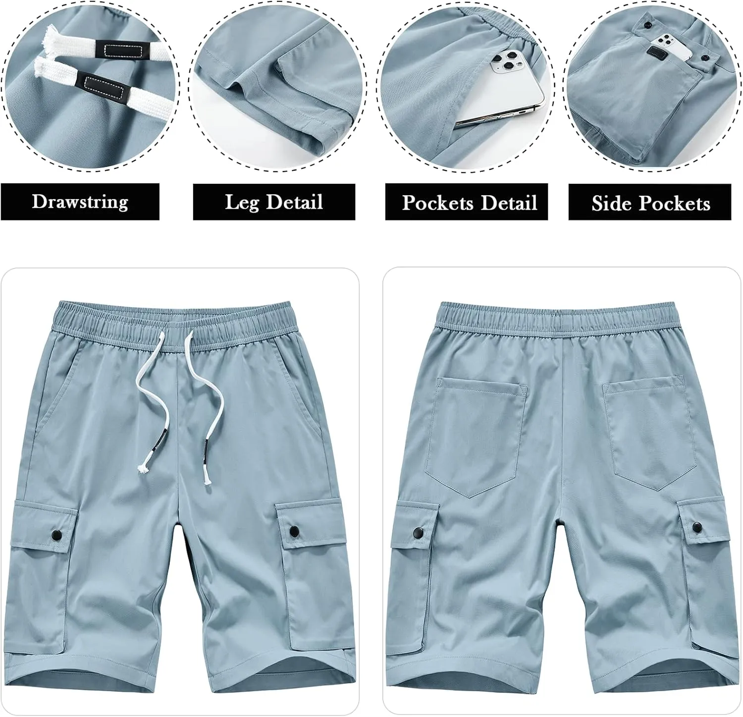 Msmsse Women's Cargo Hiking Shorts Soft Casual Lightweight Sports Knee Length Summer Shorts