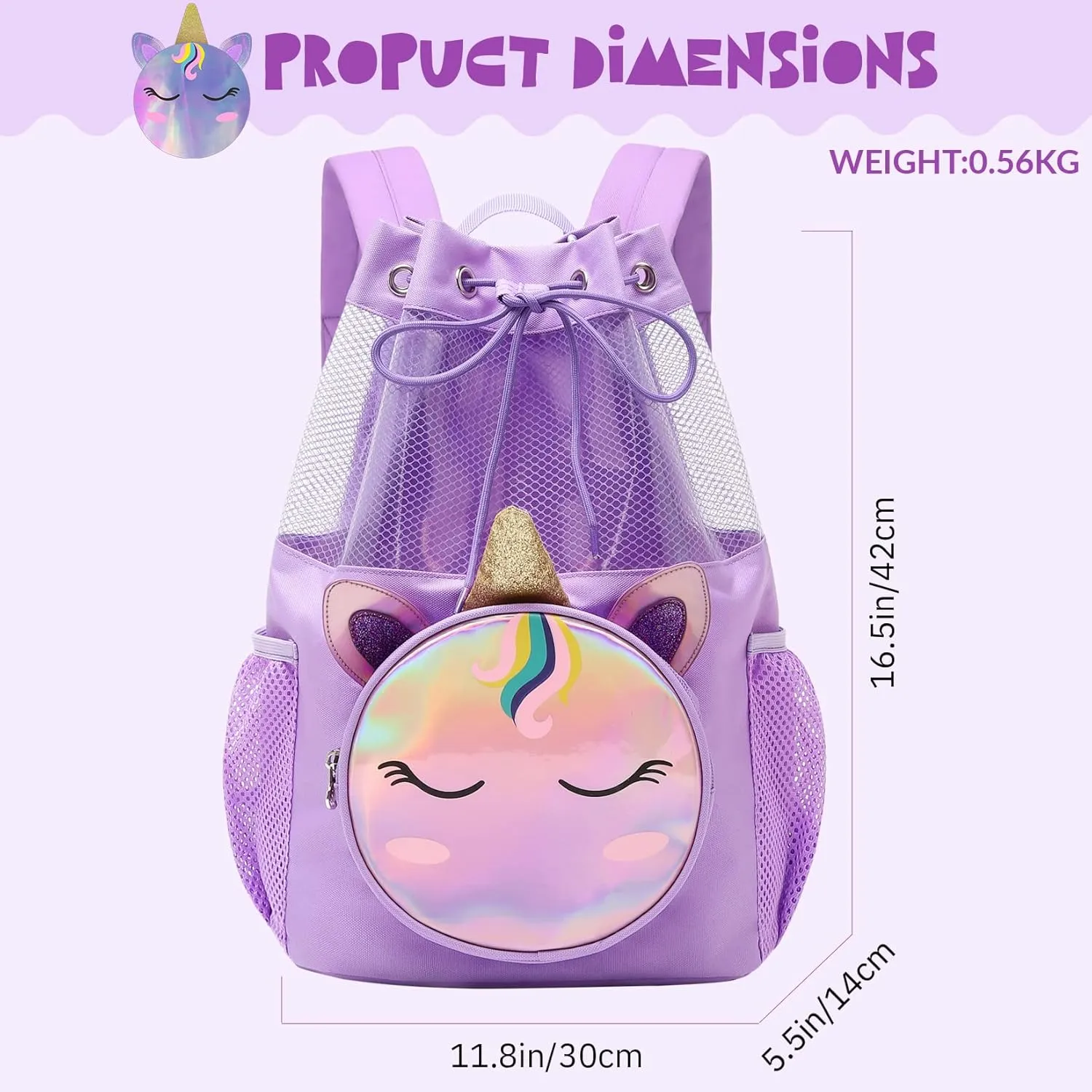 mygreen Drawstring Backpack Gym Cinch Bag for Swim Beach Sports Waterproof for Kids