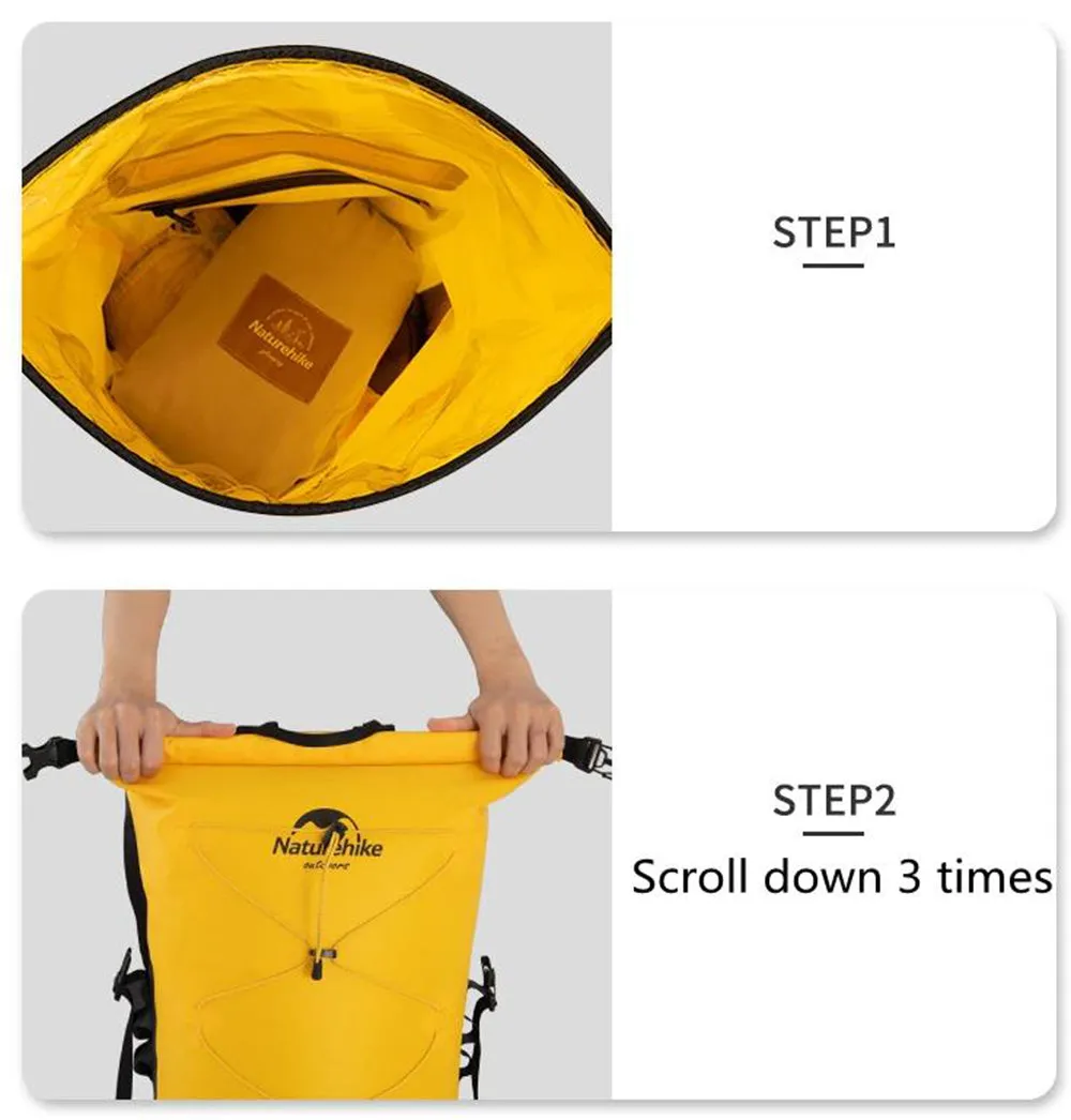 Naturehike 30L TPU Dry Wet Separation Waterproof Bag Outdoor Camping Tent Equip Backpack Large Capacity Portable - Yellow