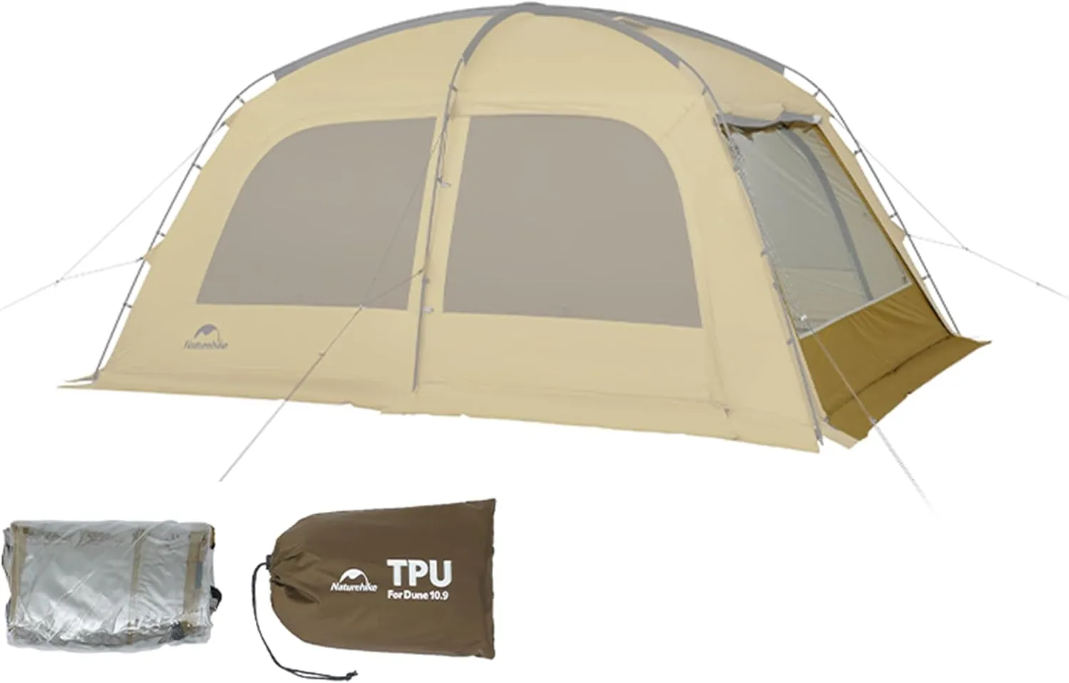 Naturehike 4-6 Person 4-Season Camping Tent, UPF50  Sun Protection Tent with 14m² Usage Area-Extended Canopy, PU2000mm  Waterproof Tent with Fireproof Chimney Opening for Camping, Picnic (TPU Door)