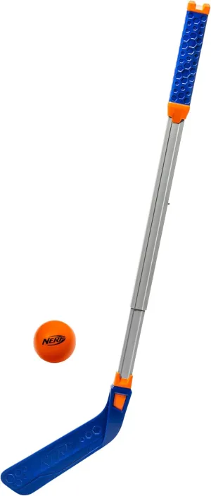 Nerf FLEXPLAY Kids Hockey Stick and Ball Set - Indoor & Outdoor Street Hockey Set - Adjustable Height Stick - Street Hockey Ball Included