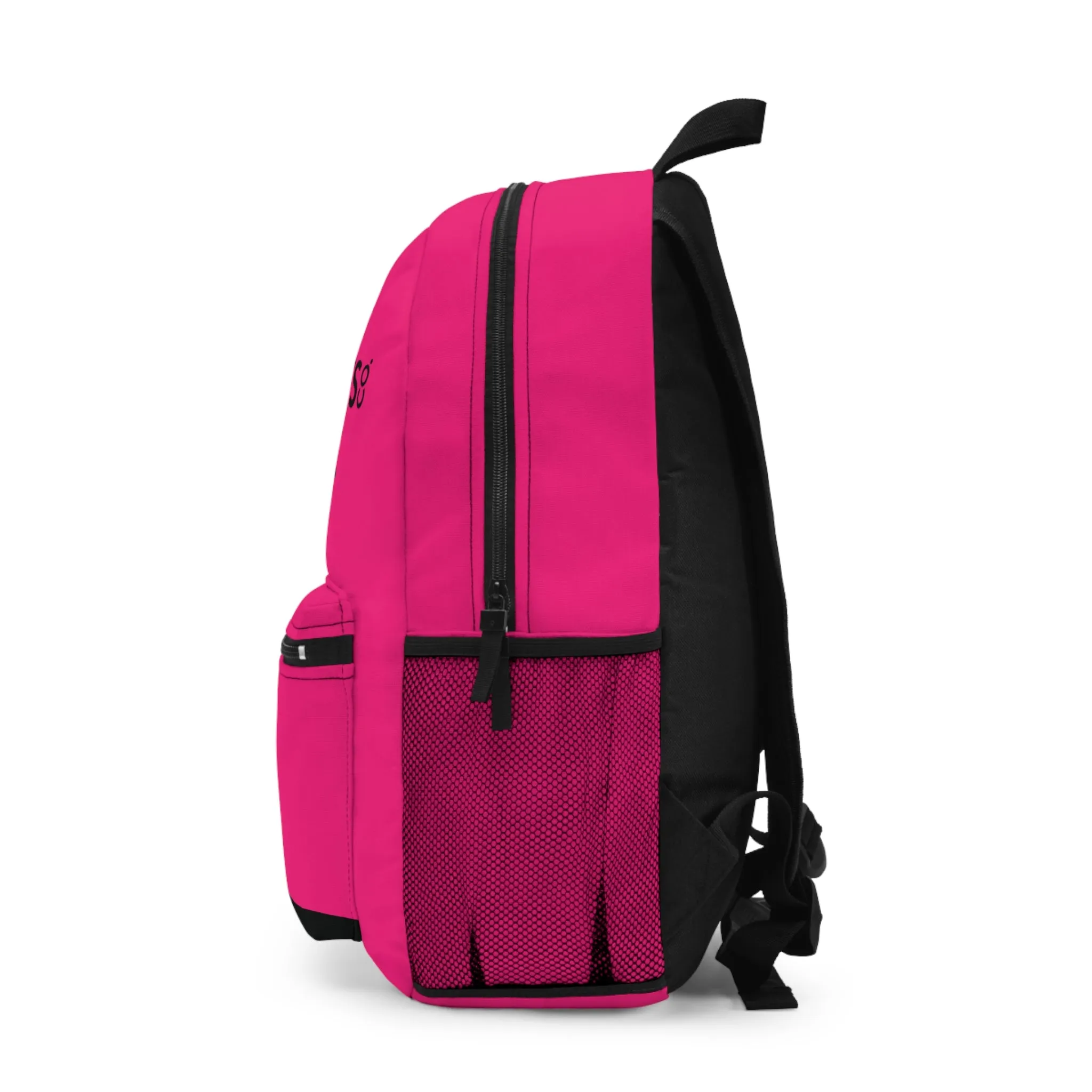 Nifty Ducks Travel Logo Backpack - Travel Bag with Black Duck Design - Bright Pink