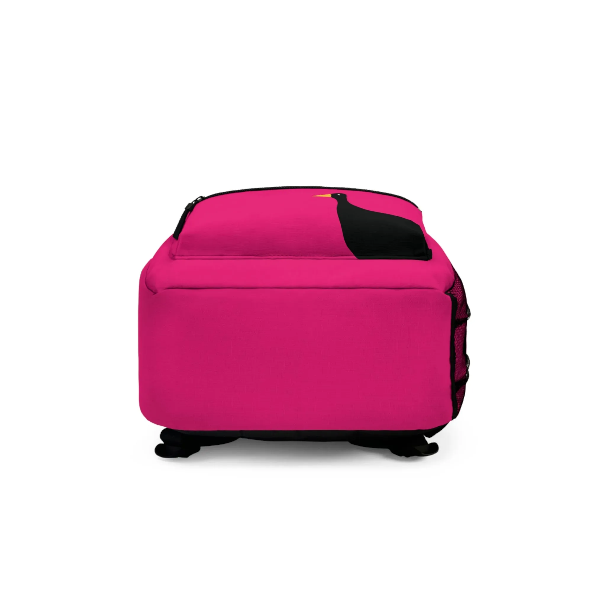 Nifty Ducks Travel Logo Backpack - Travel Bag with Black Duck Design - Bright Pink