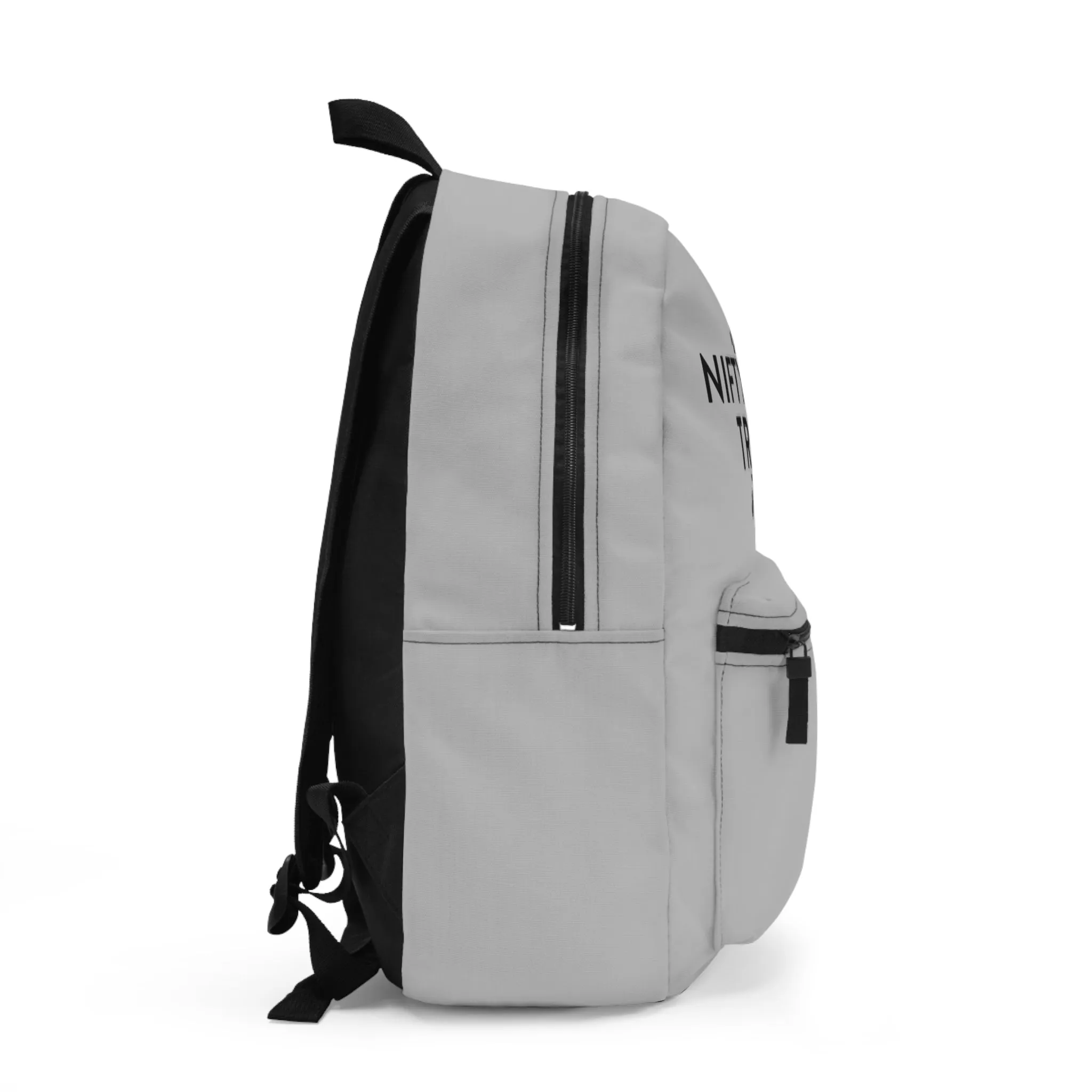 Nifty Ducks Travel Logo Backpack - Travel Bag with Black Duck Design - Glacier Gray