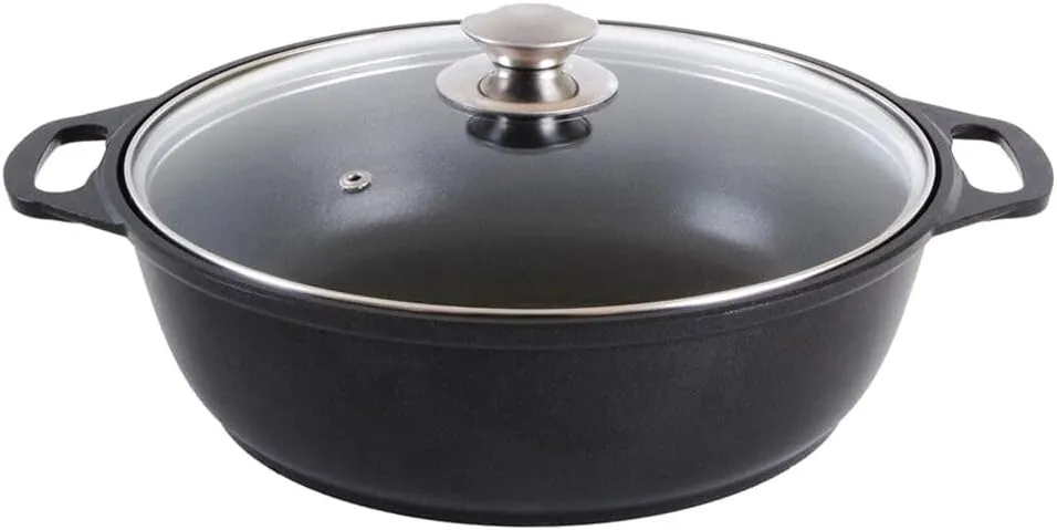 Non-Stick Kazan for Making Pilaf with Glass Lid, Camping Cookware Dutch Oven Kitchen Pot (3.2-qt. (3 L))