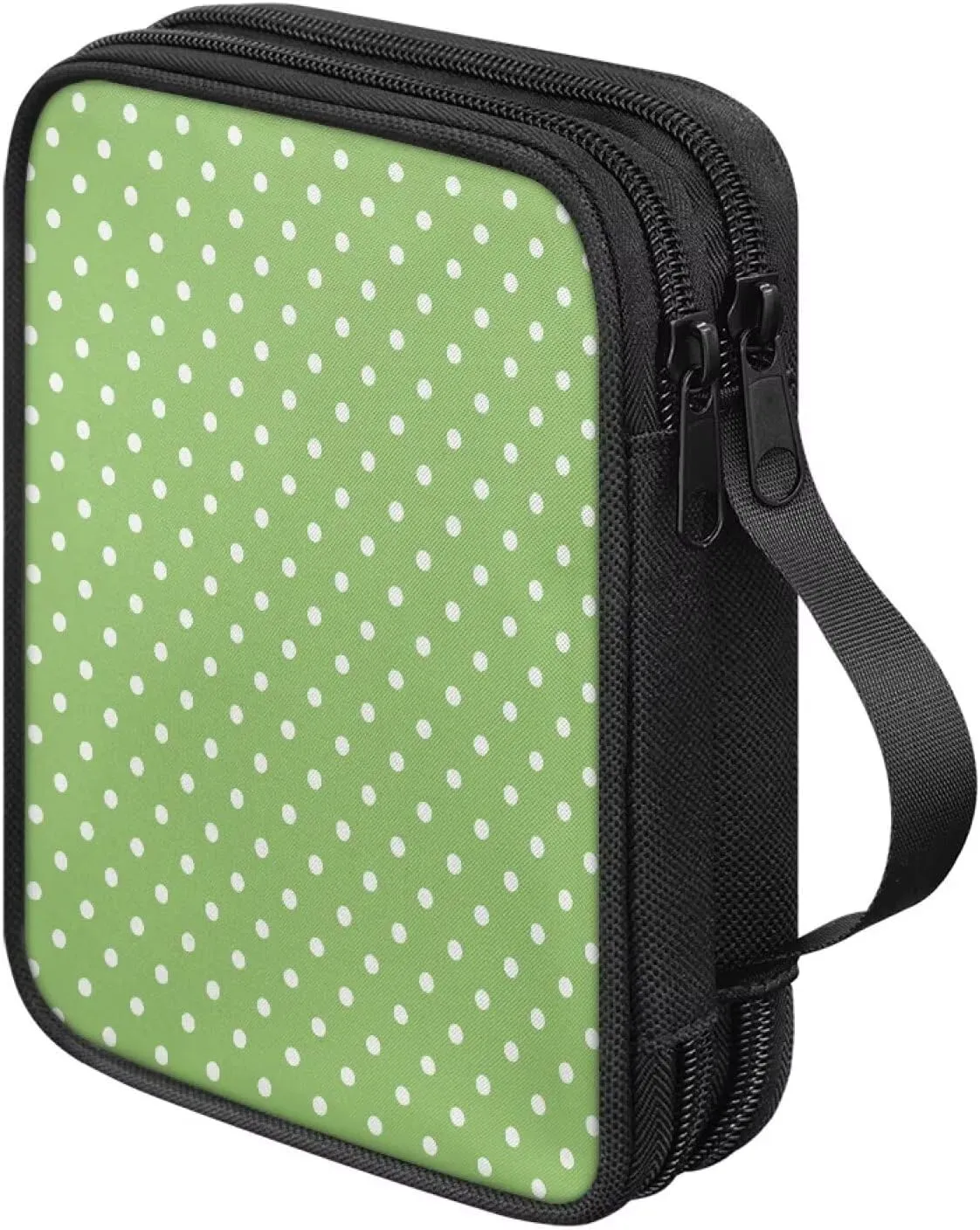 Noprintge Dots Print Green Crochet Hook Case Knitting Needles Storage Organizer Travel Bag Holder with Convenient Handle Without Hooks and Accessories, Lightweight, Easy to Hold