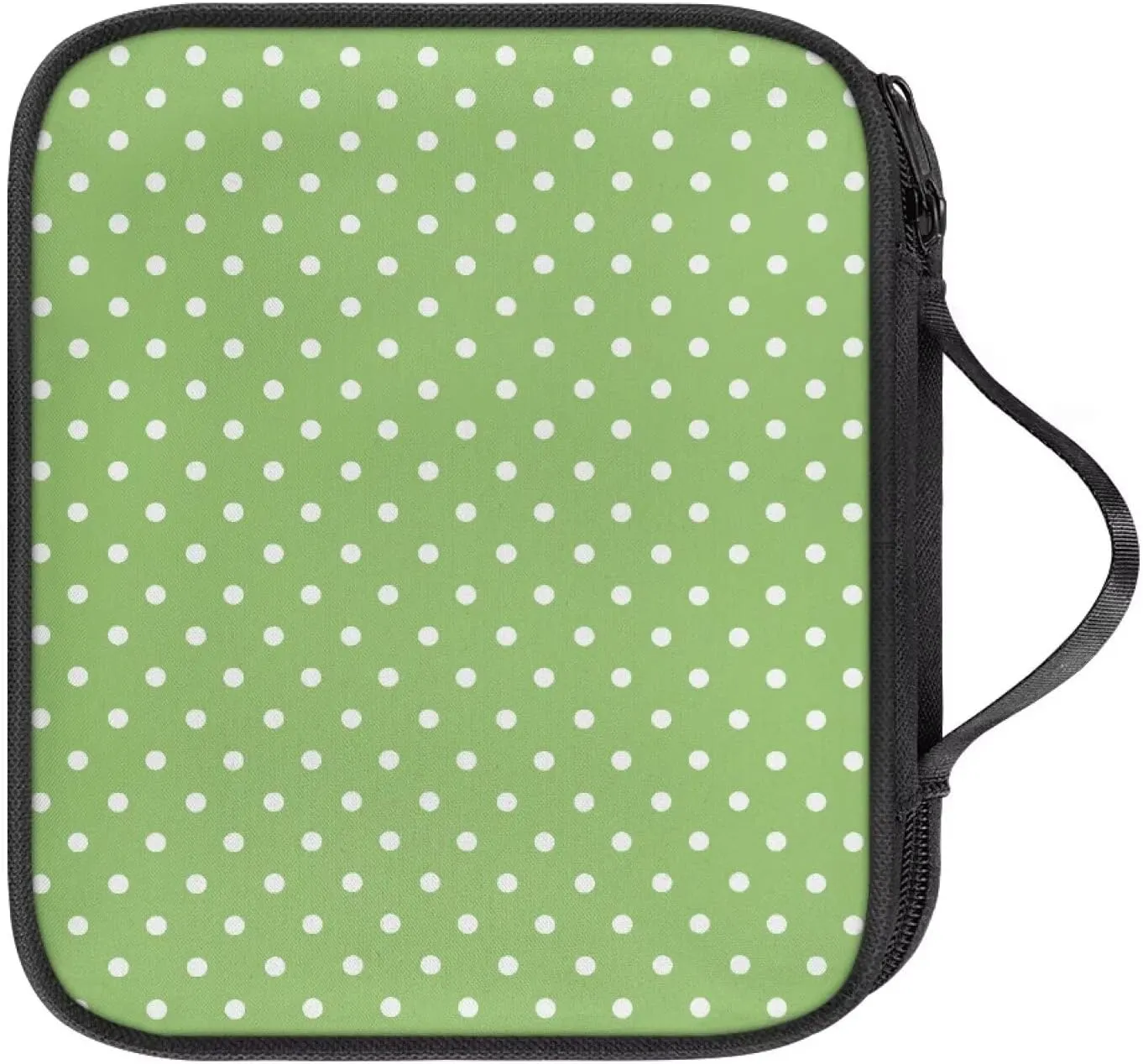Noprintge Dots Print Green Crochet Hook Case Knitting Needles Storage Organizer Travel Bag Holder with Convenient Handle Without Hooks and Accessories, Lightweight, Easy to Hold