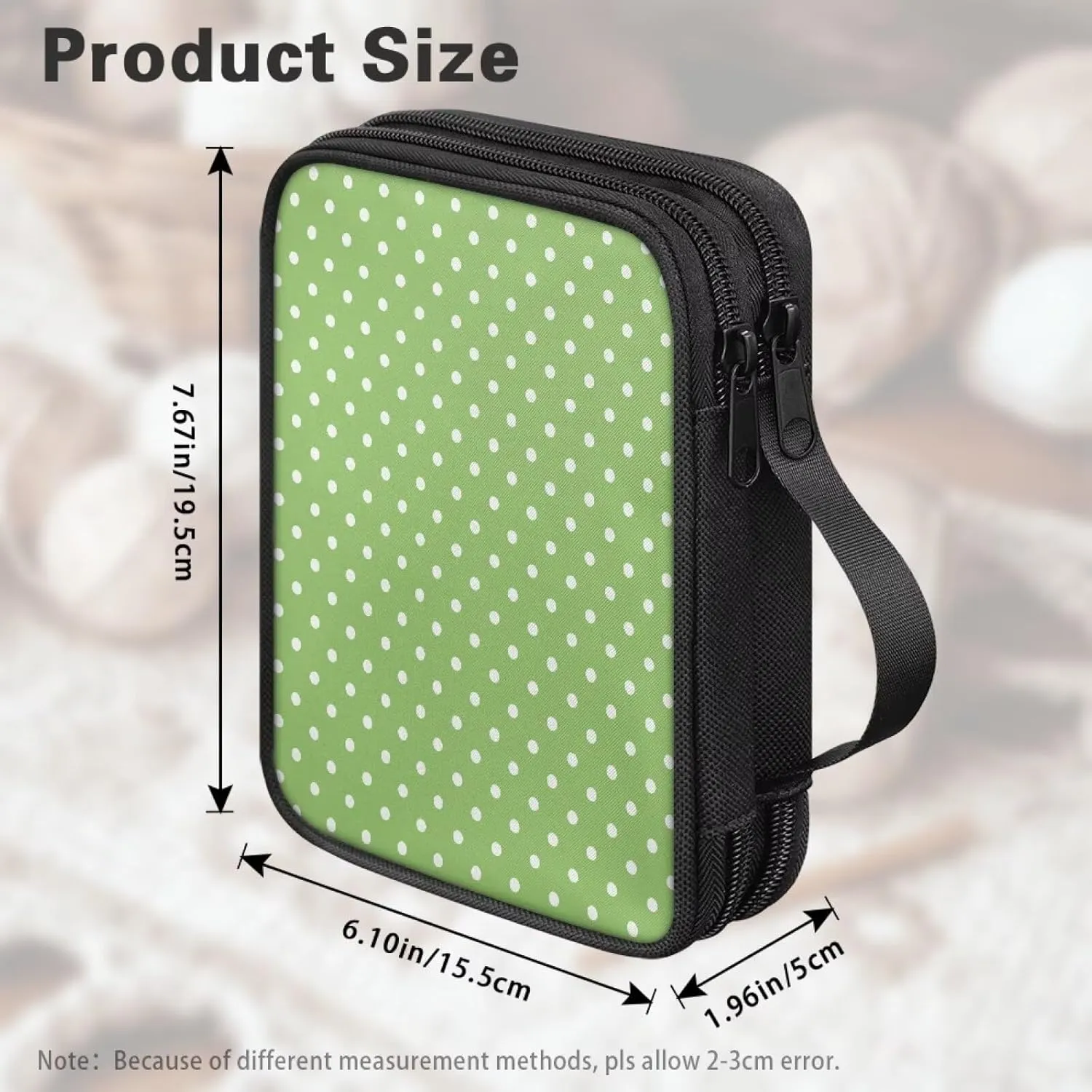 Noprintge Dots Print Green Crochet Hook Case Knitting Needles Storage Organizer Travel Bag Holder with Convenient Handle Without Hooks and Accessories, Lightweight, Easy to Hold