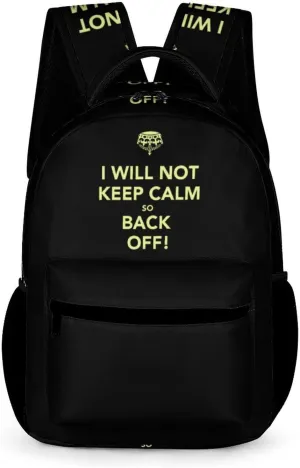 Not Keep Calm Back Off Laptop Backpack Lightweight Computer Bag Travel Daypacks for Work Business