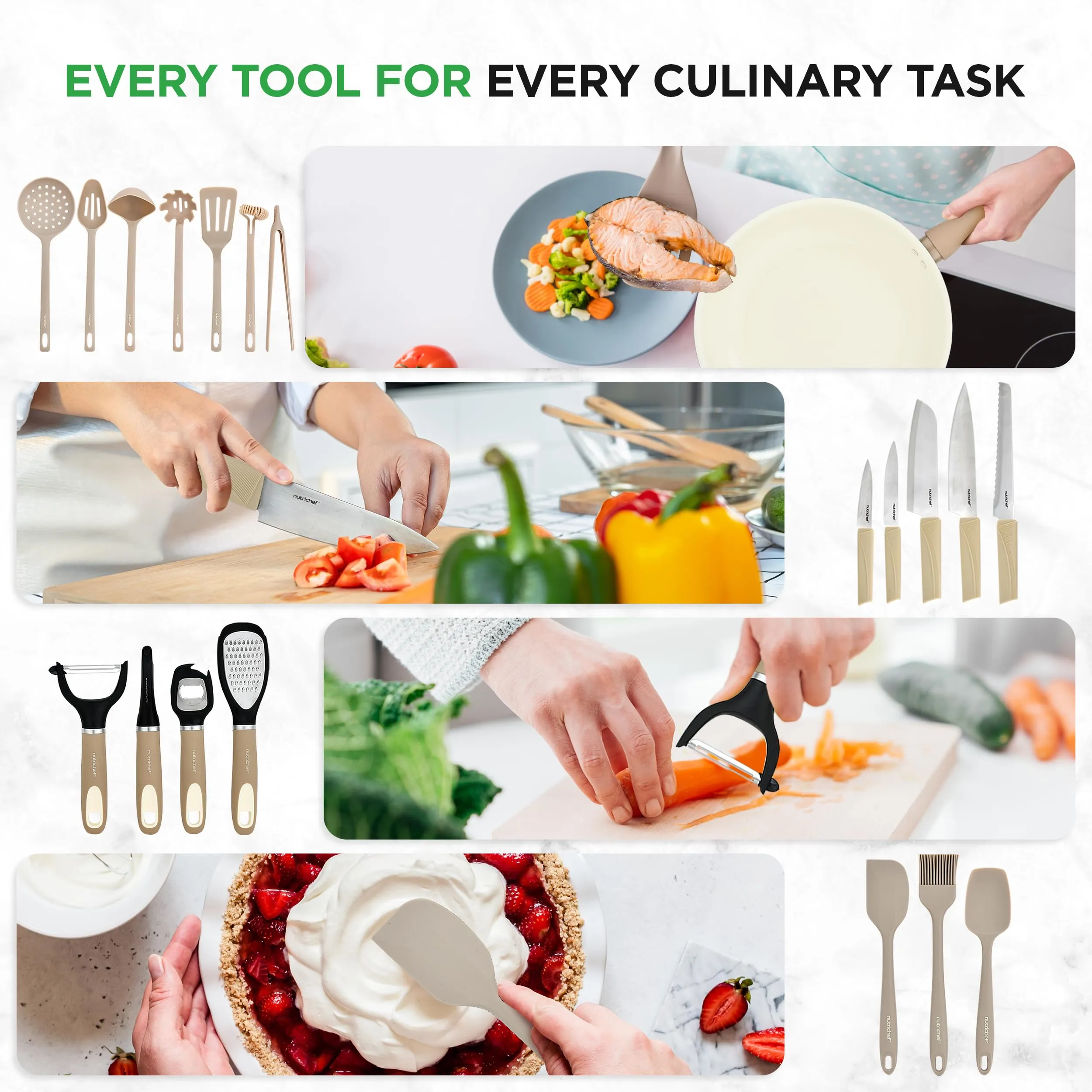 NutriChef 54 Piece Professional Grade Complete Home Kitchen Cookware Set, Ceramic Non-Stick Bakeware, Pots and Pans Kit, Safe for Induction Cooktops