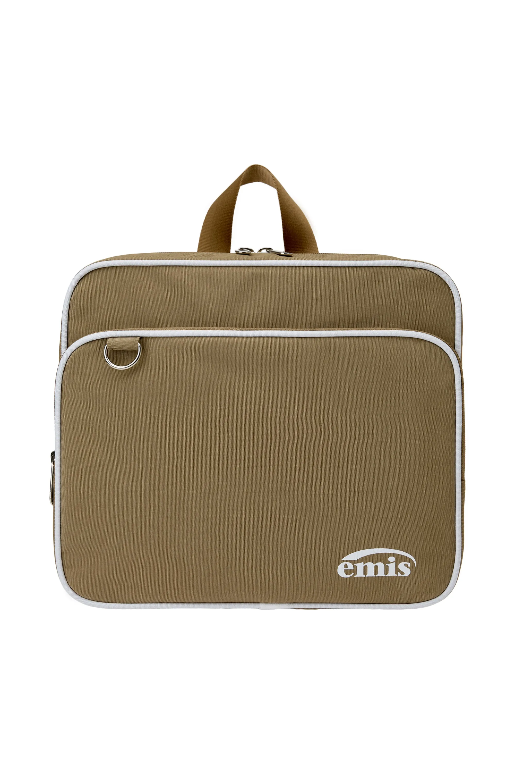 NYLON ZIP-POCKET BACKPACK-BEIGE