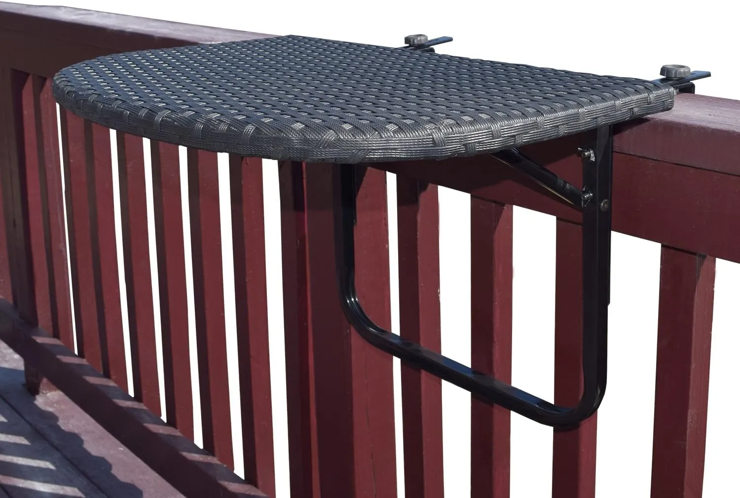Oakland Living Balcony Railing Wicker Table, Black